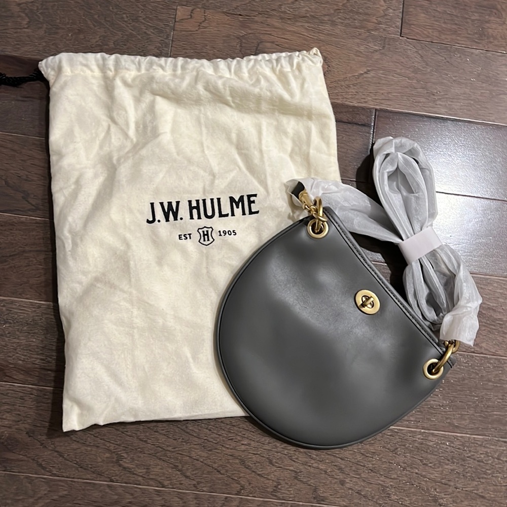 NWT J.W. Hulme Gray Leather Crossbody Bag